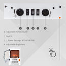 HOMCOM Freestanding Electric Fireplace Stove Heater W/ LED Flame Effect White