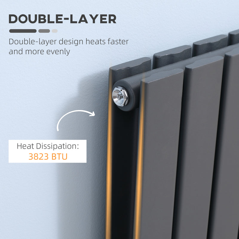 HOMCOM 84 x 60cm Double Panel Vertical Radiator, Space Heater, Grey