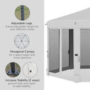 Outsunny 3.2m Pop Up Gazebo Hexagonal Canopy Tent Outdoor w/Sidewalls Light Grey