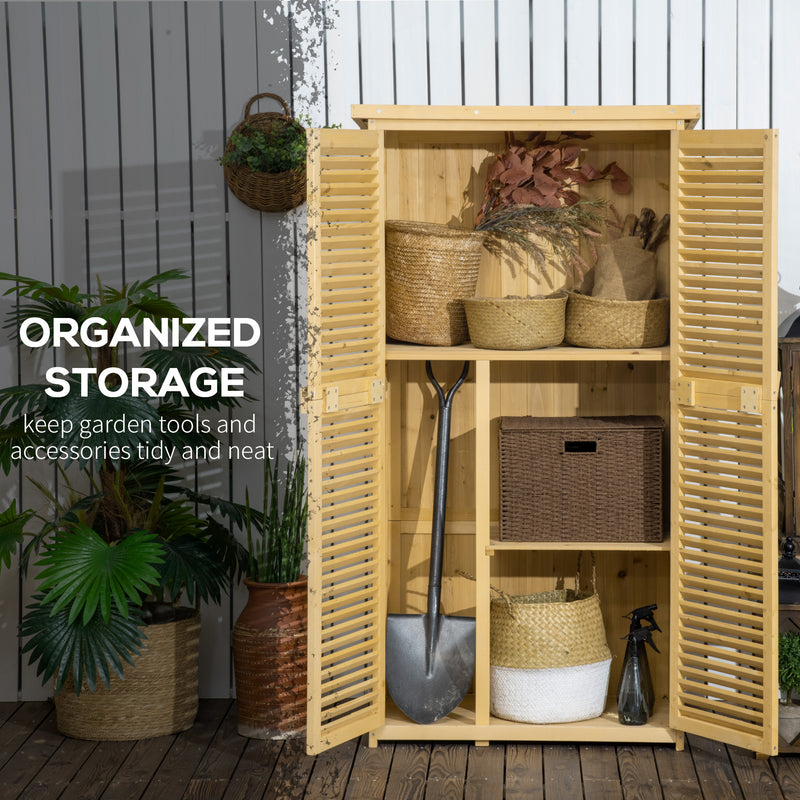 Outsunny 87 x 47 x 160cm Wooden Garden Storage Shed w/ Asphalt Roof, Natural