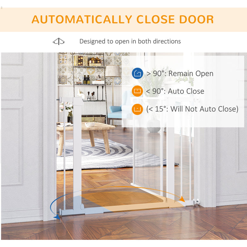 Pressure Fit Safety Gate for Doors, Dog Gate w/ Auto Close, 75-103 cm - White
