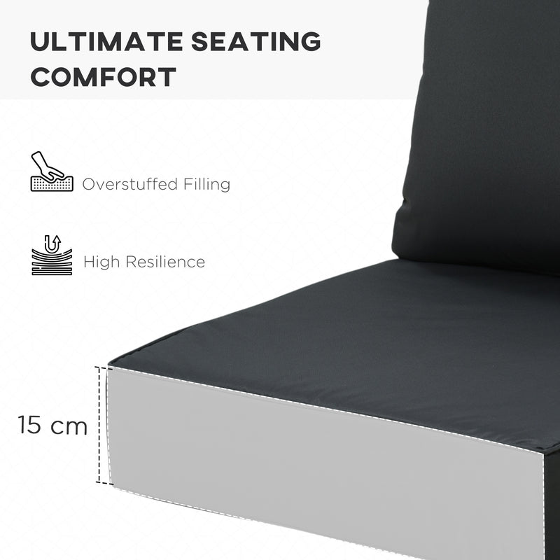 Outsunny Outdoor Seat and Back Cushion Set, Deep Seating Chair Cushion, Black