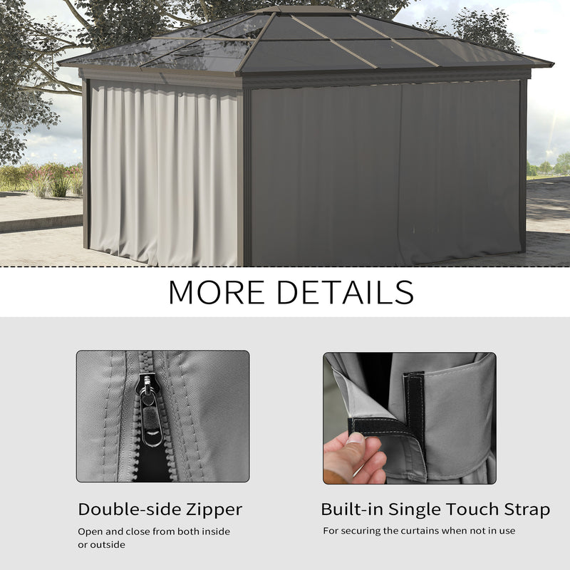 Outsunny 3 x 3(m) Universal Gazebo Replacement Sidewall Set w/ 4 Panels, Grey