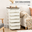 HOMCOM Chest of Drawers, 6 Drawer Unit Storage Chest Bedroom Living Room White