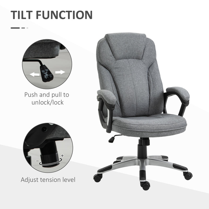 Vinsetto Linen Executive Office Chair Height Adjustable Swivel Chair, Grey