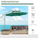 Outsunny 2.7m Cantilever Banana Parasol Outdoor Sun Shade w/ Crank, Green