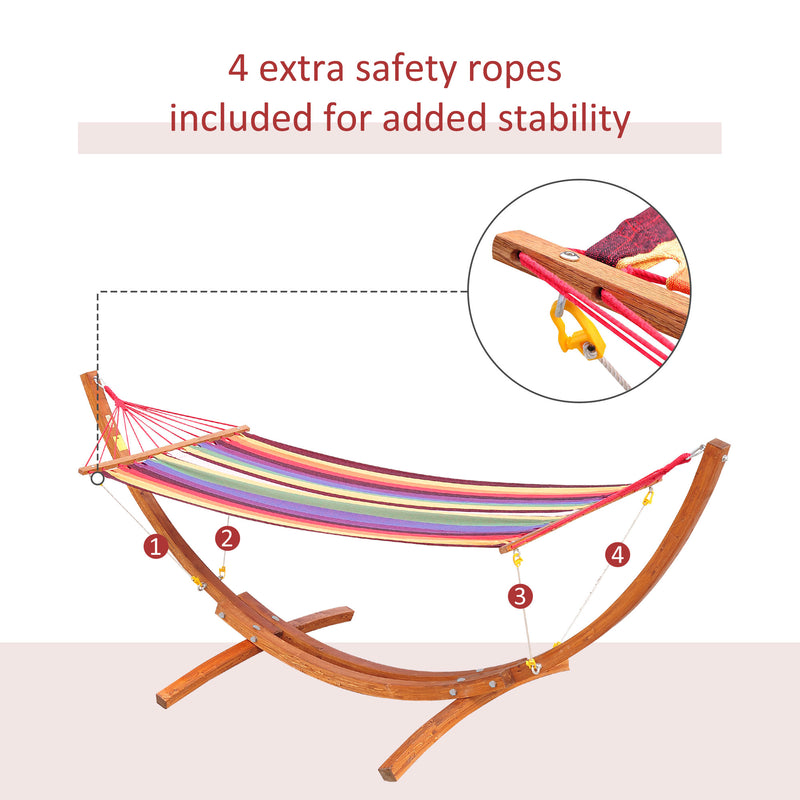 Outsunny Garden Outdoor Patio Wooden Frame Hammock Arc Stand Sun Swing Bed Seat