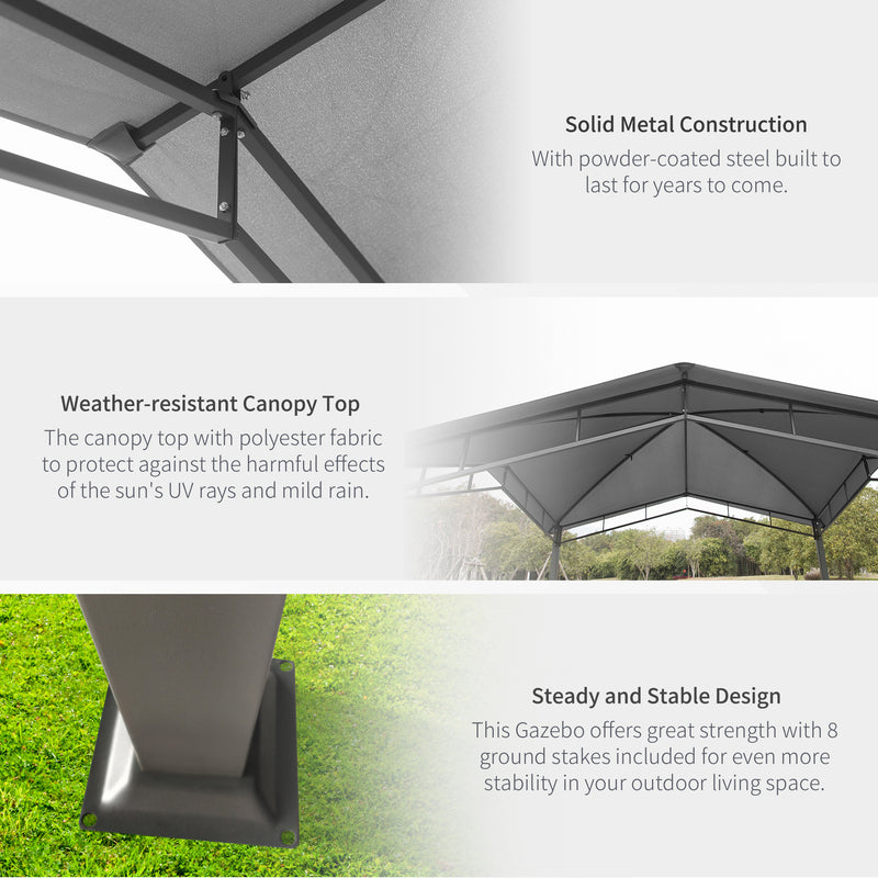 Outsunny 3x3(m) Outdoor Patio Gazebo Pavilion Canopy Tent Steel Frame Grey