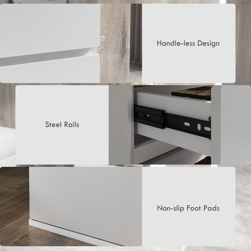 HOMCOM Bedroom Chest of Drawers, High Gloss 5 Drawers Dresser, Drawer Unit