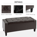 HOMCOM 40x90cm PU Leather Storage Ottoman Bench Wood Frame w/ Tufting Feet Brown