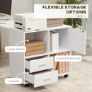 Vinsetto Printer Stand Mobile Office Storage Cabinet W/ Shelves Drawers, White