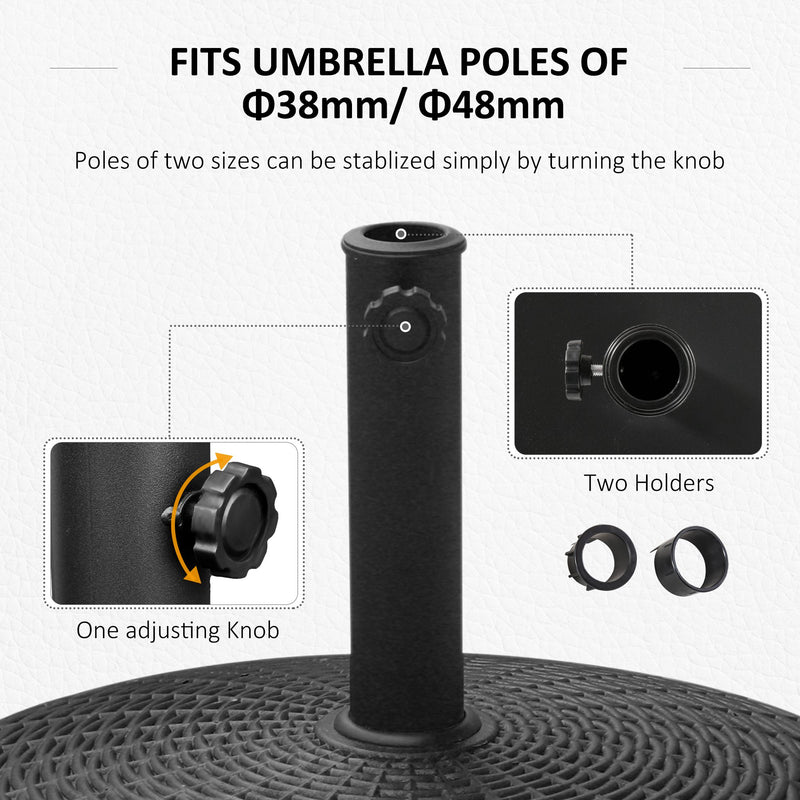 Outsunny 25kg Resin Patio Umbrella Base Parasol Stand Weight Deck W/ Wheels