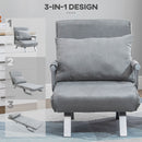 HOMCOM Sofa Bed Foldable Portable Armchair Sleeper Lounge with Pillow Light Grey