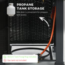 Outsunny Gas Fire Pit Table w/ Rain Cover, Windscreen & Glass Stone, 50,000 BTU