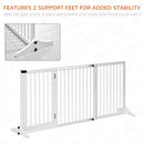 PawHut Wooden Freestanding Pet Gate Adjustable w/ Door Lock Safe Barrier White