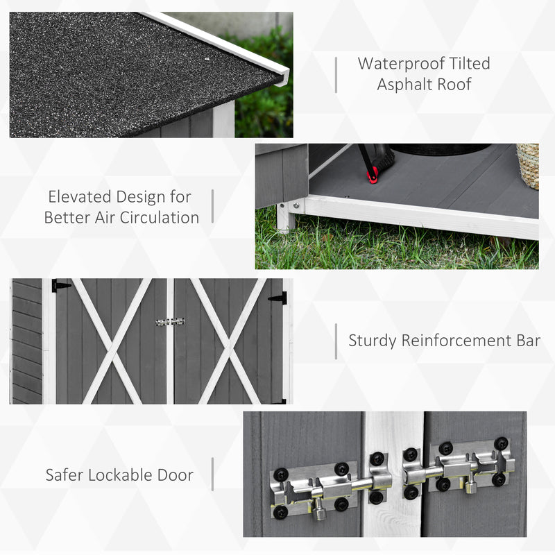Outsunny Garden Storage Shed Tool Organizer w/ Table, 139x75x160cm, Dark Grey