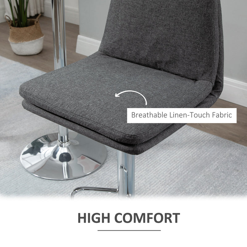 HOMCOM Morden Adjustable Swivel Bar Stools Set of 2, with Backrest, Grey