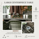 Outsunny 7 Pieces Rattan Dining Sets w/ Tempered Glass Umbrella Hole Table