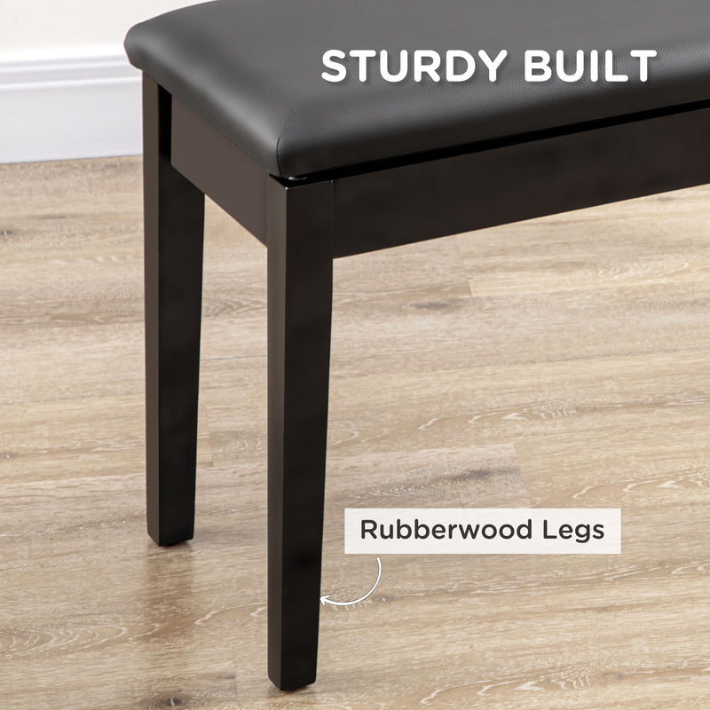 HOMCOM Classic Piano Bench Stool, PU Leather Padded Keyboard Seat Black