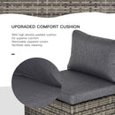 Outsunny Outdoor Garden Furniture Rattan Single Middle Sofa w/ Cushion Dark Grey