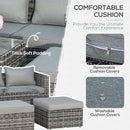 Outsunny 5 Pcs Rattan Garden Furniture Set Single Sofa Stool Coffee Table Grey