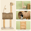 PawHut Cat Tree Cute Giraffe Kitten Play Tower w/ Scratching Posts, Tunnel, Ball