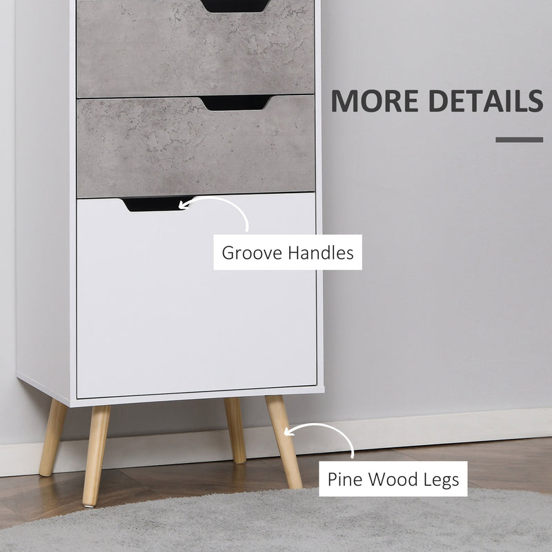HOMCOM Sideboard Storage Cabinet, Slim Accent Cupboard with Drawers Light Grey