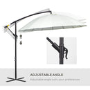 Outsunny 3(m) Cantilever Shanghai Parasol w/ Crank Handle, Cross Base, Off-White