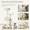 PawHut Cat Tree For Indoor Cats With Scratching Post Perch Tunnel Beige