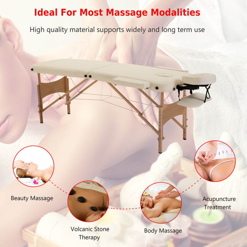 HOMCOM Salon Portable Folding Massage Table Bed Tattoo Therapy  Couch 2 Section