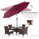 Outsunny 2.7M Patio Umbrella Outdoor Sunshade Canopy w/ Tilt and Crank Wine Red