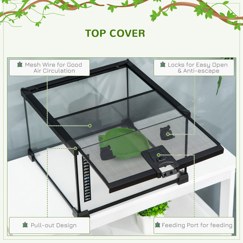 PawHut Glass Reptile Terrarium Habitats for Lizards, Frogs, Snake 30 x 30 x 20cm