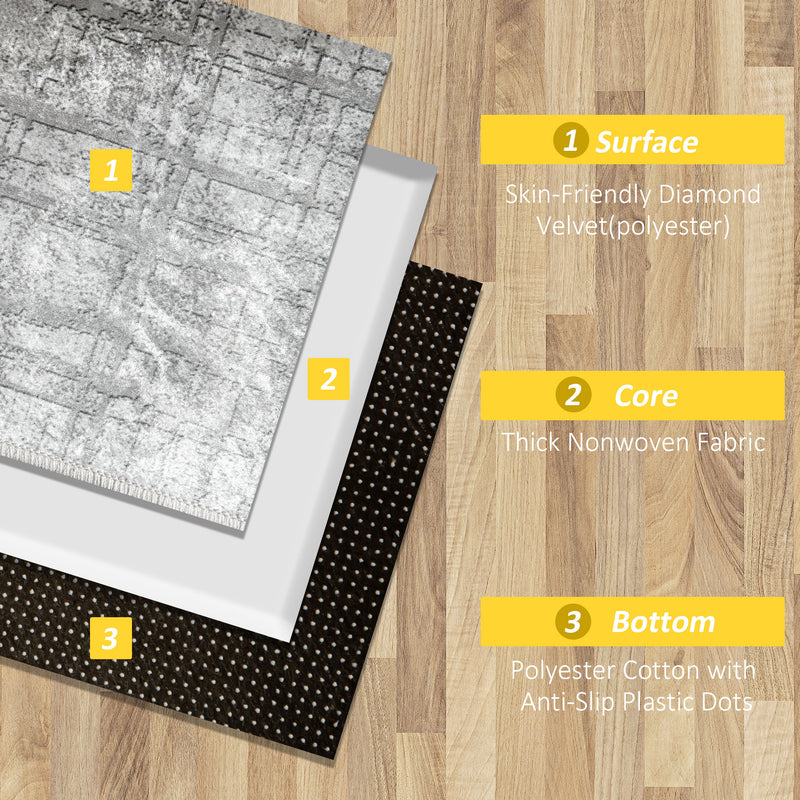 HOMCOM Grey Rug, Modern Abstract Carpet for Living Room Bedroom, 150 x 80cm