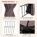 Outsunny 3 x 3(m) Gazebo Canopy 2 Tier Patio Shelter Steel for Garden Brown