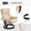 HOMCOM PU Leather Manual Reclining Armchair Footstool Set Padded Seat Cream