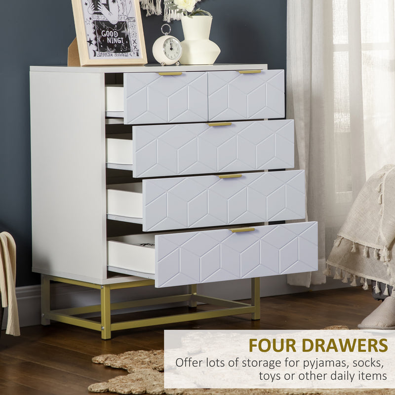 HOMCOM Accent Chest of Drawers, 5-Drawer Storage Organizer Unit for Bedroom