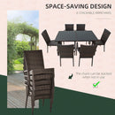 Outsunny 7PC Rattan Dining Set Patio Chair Glass Top Table Wicker Furniture