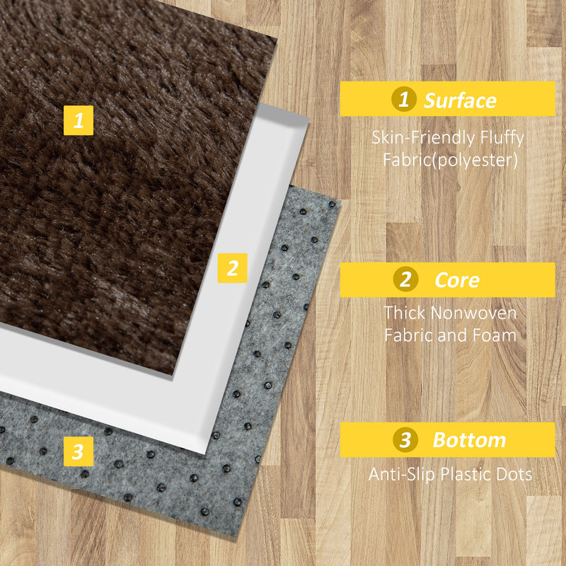 HOMCOM Brown Fluffy Area Rug Shaggy Carpet for Living Room, Bedroom, 90x150cm