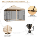 Outsunny 3x3(m) Outdoor Gazebo Patio Pavilion Canopy Tent w/ Netting & Shelf