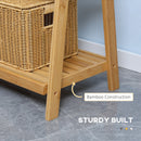 kleankin Foldable Natural Bamboo Towel Rack with 3 Towel Rails and 3 Shelves