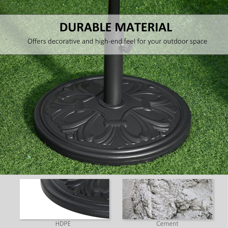 Outsunny 13KG Round Parasol Base Heavy Duty Cement Stand Umbrella Holder Garden