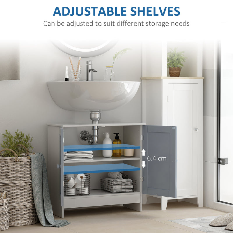 kleankin Under Sink Cabinet Bathroom Floor Unit w/ Adjustable Shelf and Doors