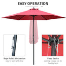 Outsunny 2.8m Patio Umbrella Parasol Outdoor Table Umbrella 6 Ribs Wine Red