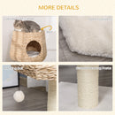 PawHut Cat Tree Activity Center with Cattail Fluff Bed Condo Sisal Post Ball