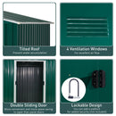 Outsunny 7.7ft x 5.7ft Garden Storage Shed with Double Sliding Door Outdoor Green