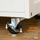 HOMCOM Rolling Kitchen Island Trolley Storage Cart with Rubberwood Top Wine Rack