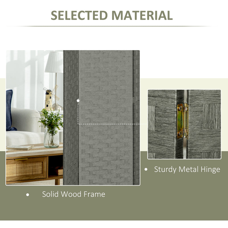 HOMCOM 4 Panel Folding Room Dividers for Wall, Privacy Screen Panels, Grey