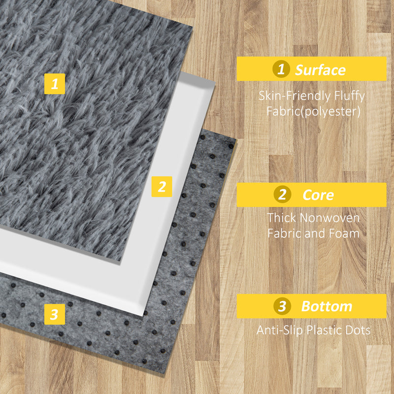 HOMCOM Grey Fluffy Area Rug Shaggy Carpet for Living Room, Bedroom, 120x200cm