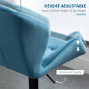 HOMCOM Set Of 2 Luxurious Velvet-Touch Bar Stools Metal Frame Footrest Blue