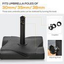 Outsunny 20KG Square Patio Umbrella Base, Fits 32mm,38mm,48mm Pole - Black